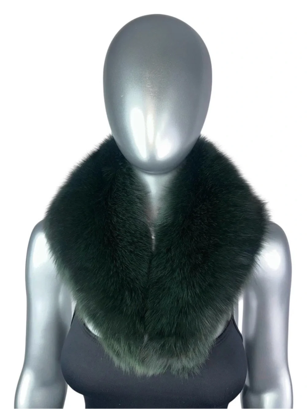 EMERALD GREEN FOX  Shawl Collar, 30” L, Certified Vintage Fur